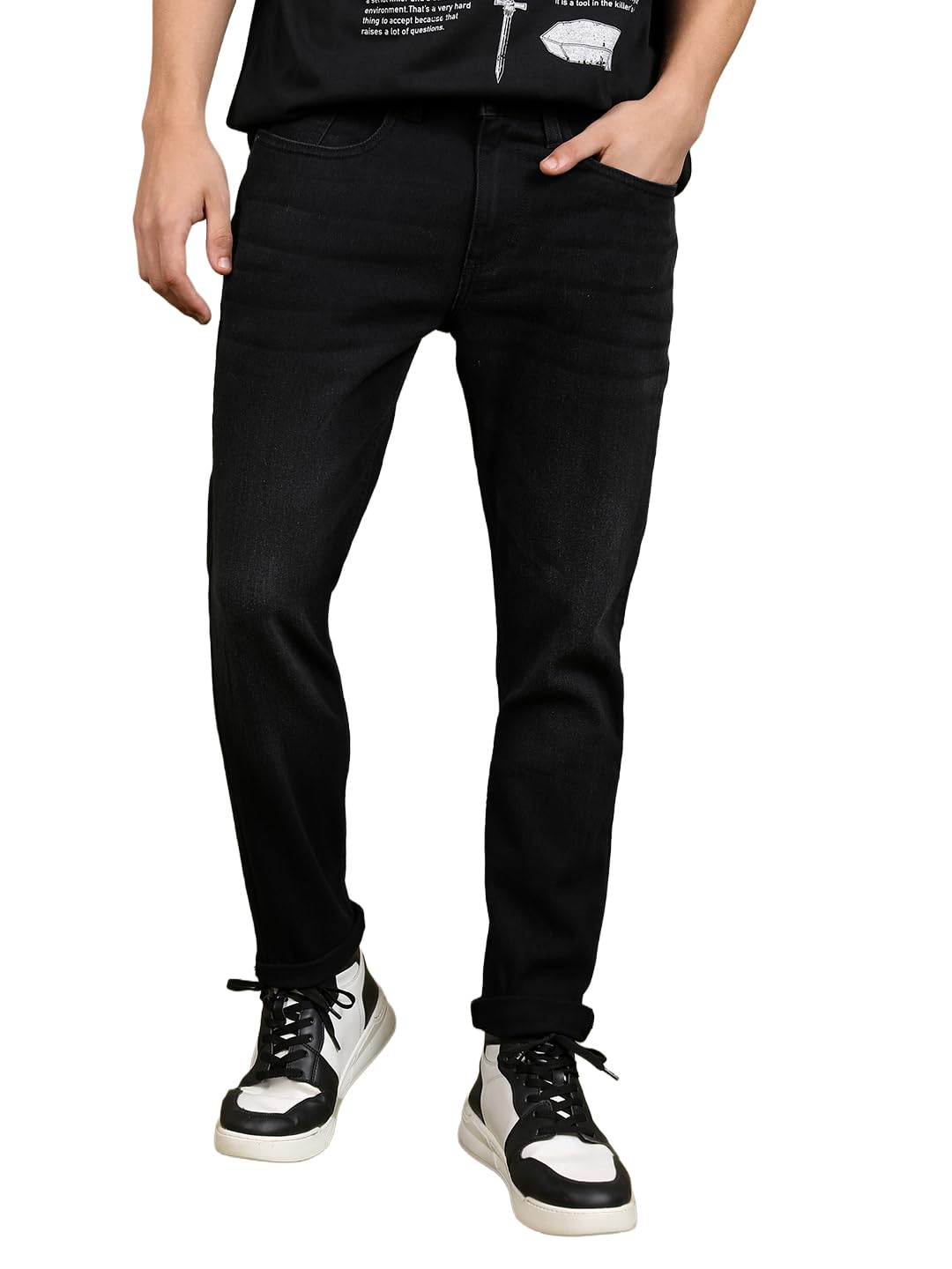 HRX Mens Slim Fit Denim Jeans for Man |Jeans for Man| Regular Length|Mid-Rise|Stretchable Fabric in blue