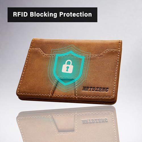 Men's Slim Wallet, Genuine Leather Wallet for Men, RFID Blocking Credit Card Holder for Men, Minimalist Credit Card Wallet (brown)4