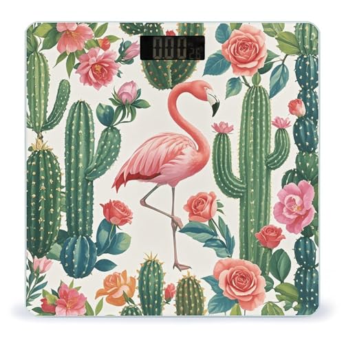 Báscula de Baño Digital Cactus Flamingo Rose Flowers
