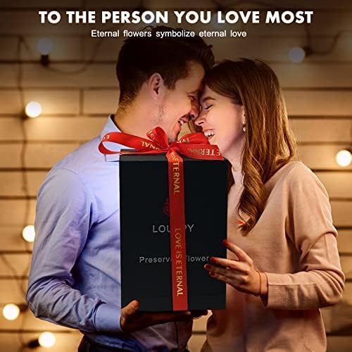 Miniatura 7 de LOUVPY Rosas preservadas en una caja  Decoración de rosas eternas  Flor de rosa preservada eterna  Navidad, día de San Valentín, día de la madre,