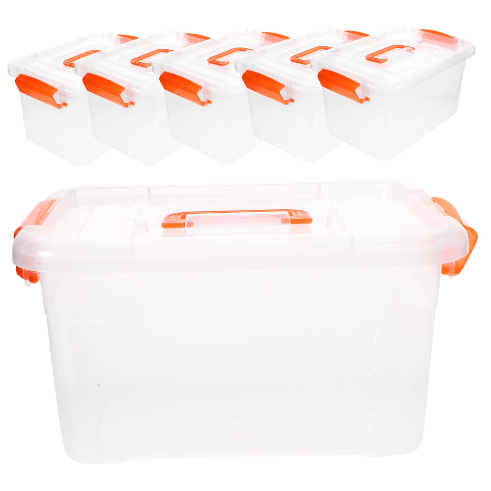 Cajas de Almacenamiento Transparentes Tapa 3l Grandes Plástico Resistente Portátiles para Organización del Hogar Cocina 6 Piezas Asa Uso Diario