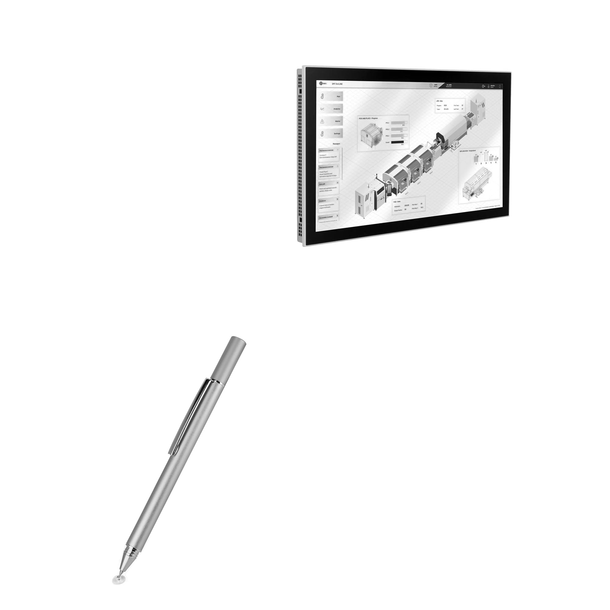 BoxWave Stylus Pen Compatible with Rockwell Automation OptixPanel Standard Graphic Terminal (10.1 in) - FineTouch Capacitive Stylus, Super Precise Stylus Pen - Metallic Silver