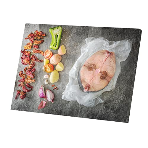 Tableau de cuisine espagnole en toile imprimée art culinaire poisson, déco 84x60 cm