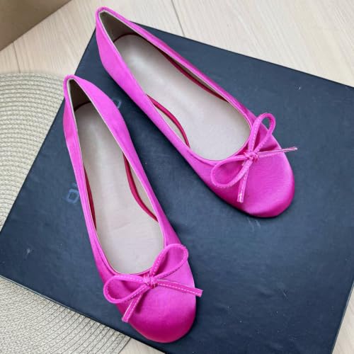 Image of TN TANGNEST Women's Velvet Flats Round Toe Ballet Shoes | Elegant Bowknot Flats Comfortable Casual Slip On Flats for Work