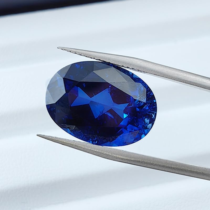 Lab Grown Sapphire Oval Shape Royal Blue Color Natural Facets Cut Multi Size Loose Gemstones with inclusions