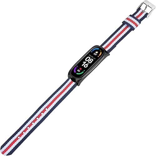 Miniatura 10 de KangPlus pulsera para Xiaomi Mi Band 6Xiaomi Mi Band 5, pulsera de repuesto tejida de lona deportiva suave transpirable tela banda ajustable con