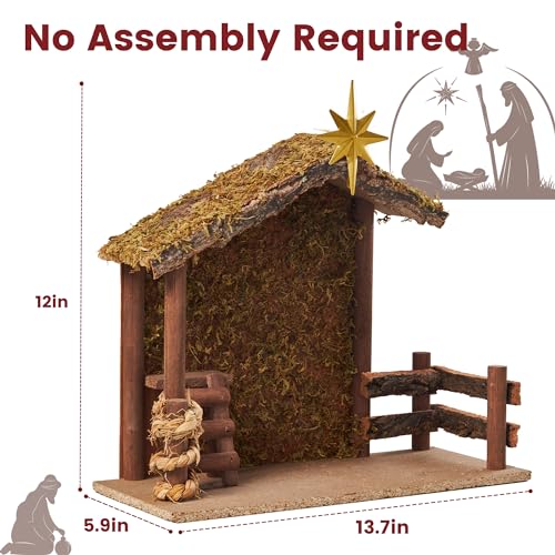 TOETOL Manjedoura para presépio para interior escala de 17,8 e 20,32 cm de madeira sagrada família p