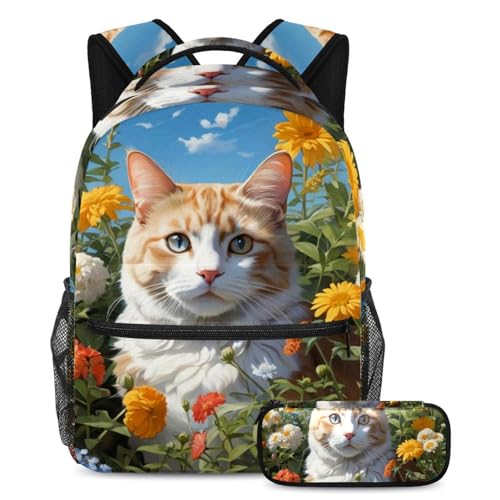 Cartable scolaire 2 pièces chat mignon pour l'école primaire
