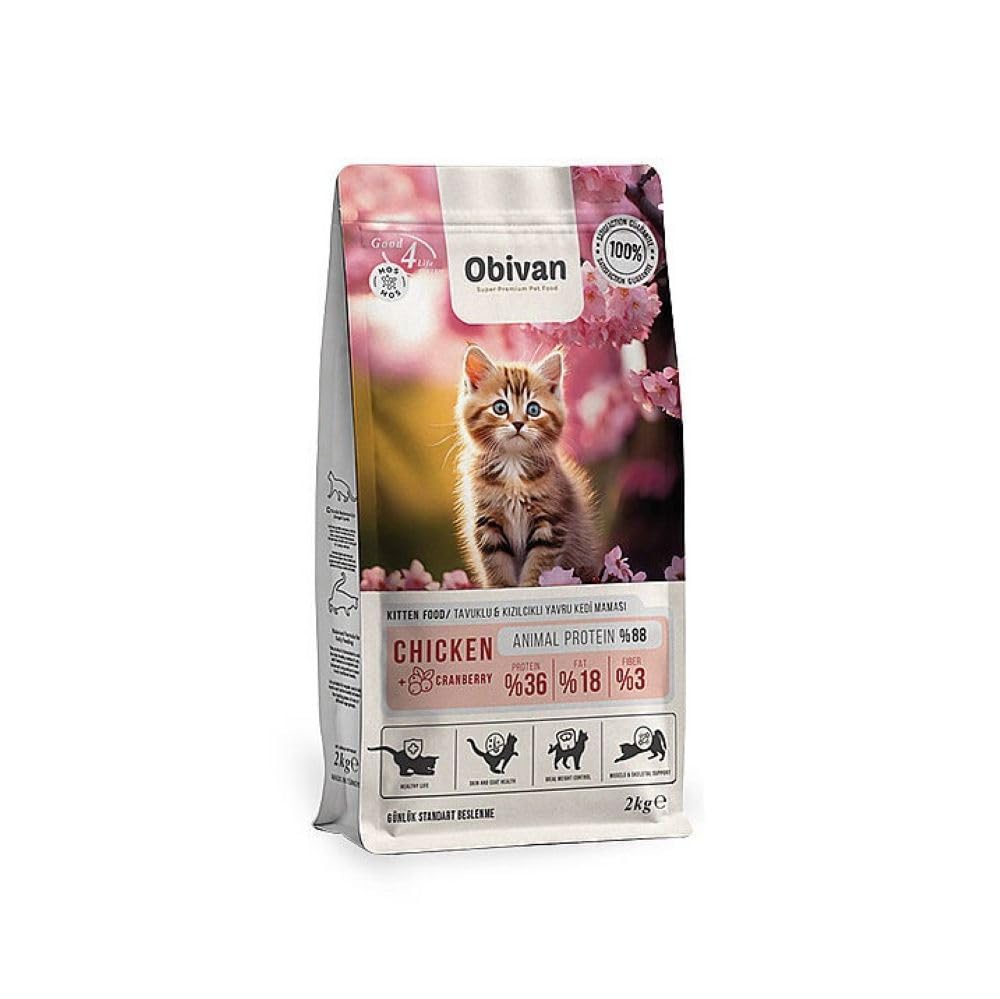 Obivan Kitten Tavuklu ve Kızılcıklı Yavru Kedi Maması 2 kg