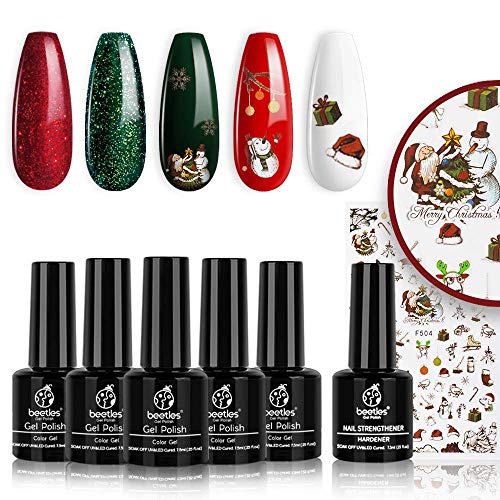 Beetles Sparkle Red Green Gel Polish Kit With Nail Art Foil Glue Gel For Foil Stickers Nail Glue Transfer Tips Star Glues 15Ml 1 Bottle #TOP2