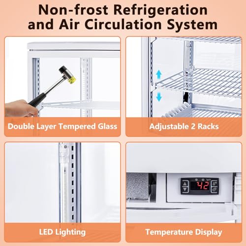Image of GarveeHome Commercial Refrigerators, 2.0 Cu.Ft Glass Door Display Refrigerator with LED Light, 2 Adjustable Shelves Beverage, Commercial Merchandiser Refrigerator for Cafe Restaurant Store Bar, Black