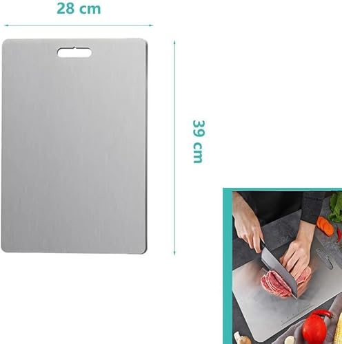 Miniatura 3 de Stainless Steel Cutting Board for Home Kitchen, Double-Sided Kneading and Rolling Board, 1.5cm Thick with Safe Edge Design, Multiple Sizes