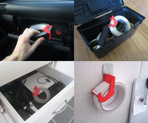 Masking Tape Dispenser (3 Pcs) Revolutionary Mini Desktop Tape Cutter Holder, Effortlessly Locate And Cut That Difficult To Find End Of Tape- Neat And Secure- Red Blue Yellow #TOP3