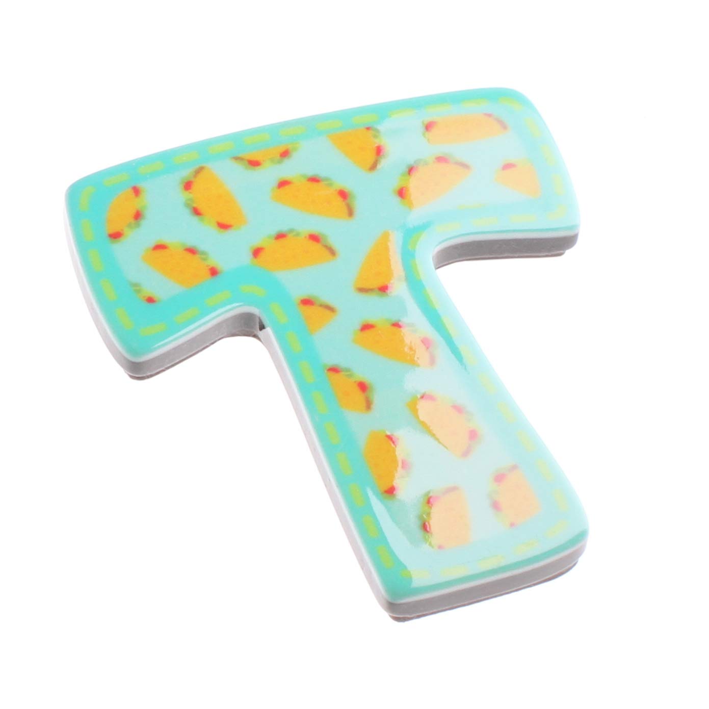 Letter T Initial Monogram Taco Pattern Novelty Magnet