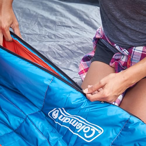 Coleman Kompact 20°F/30°F/40°F Sleeping Bag, Cool-Weather Adult Sleeping Bag with Heat Retention, Stuff Sack, & Snag-Free Zipper, Great for Camping, Sleepovers, Guests & More by Coleman - Used condition - Image 6