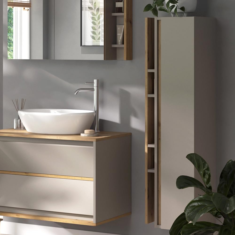 Vicco mobile bagno Edelin, Cachemire, 35 x 120 cm con 4 scomparti aperti, a parete per un'installazione flessibile in bagno