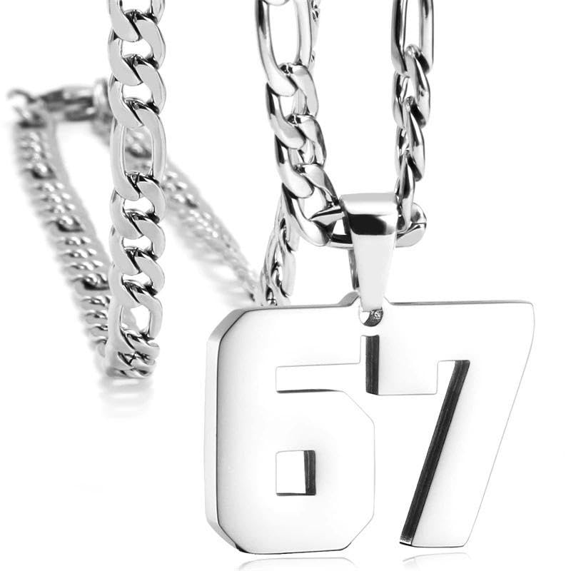 Cadena 67, collar 67, collar de seis siete números personalizados, colgante de número, cadena de oro seis siete para mujeres y hombres, talla única, Acero inoxidable, No es una piedra preciosa