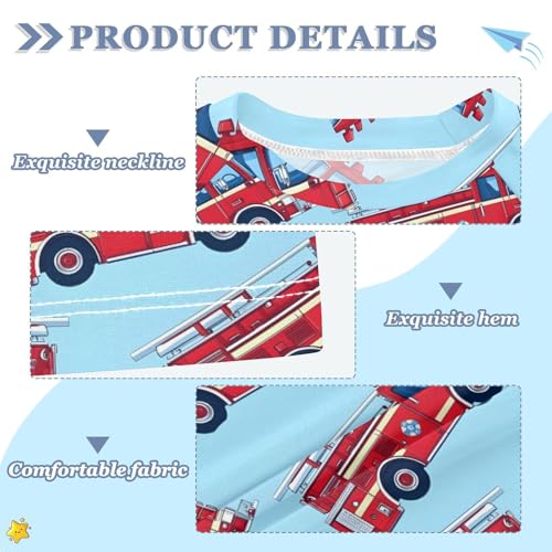 ALAZA Kids Rash Guard Girls Boys Toddler Swim Shirts Short Sleeve Fire Truck UPF 50+ 3T3