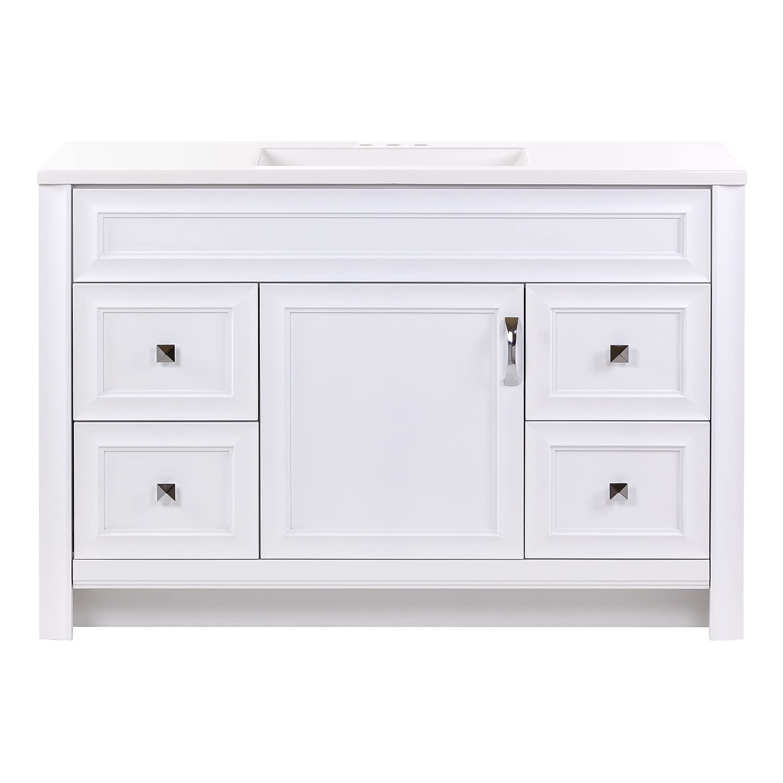 Spring Mill Nimay Bathroom Vanity with 1-Door Cabinet, 4 Drawers, and White Countertop with Integrated Sink, 48