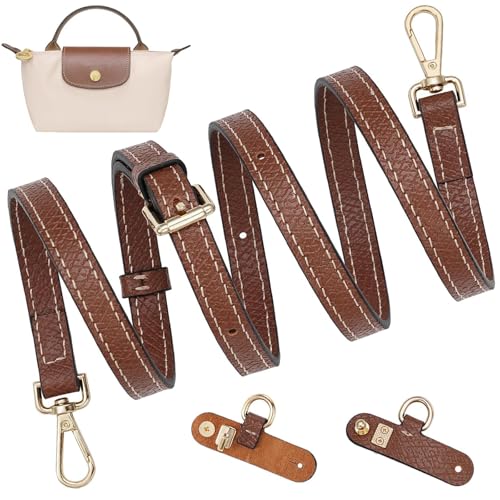 DOIAPUOS Crossbody Strap Replacement for Longchamp Mini Bag Adjustable Leather Shoulder Strap Conversion Kit (Length:94-114CM,Brown)