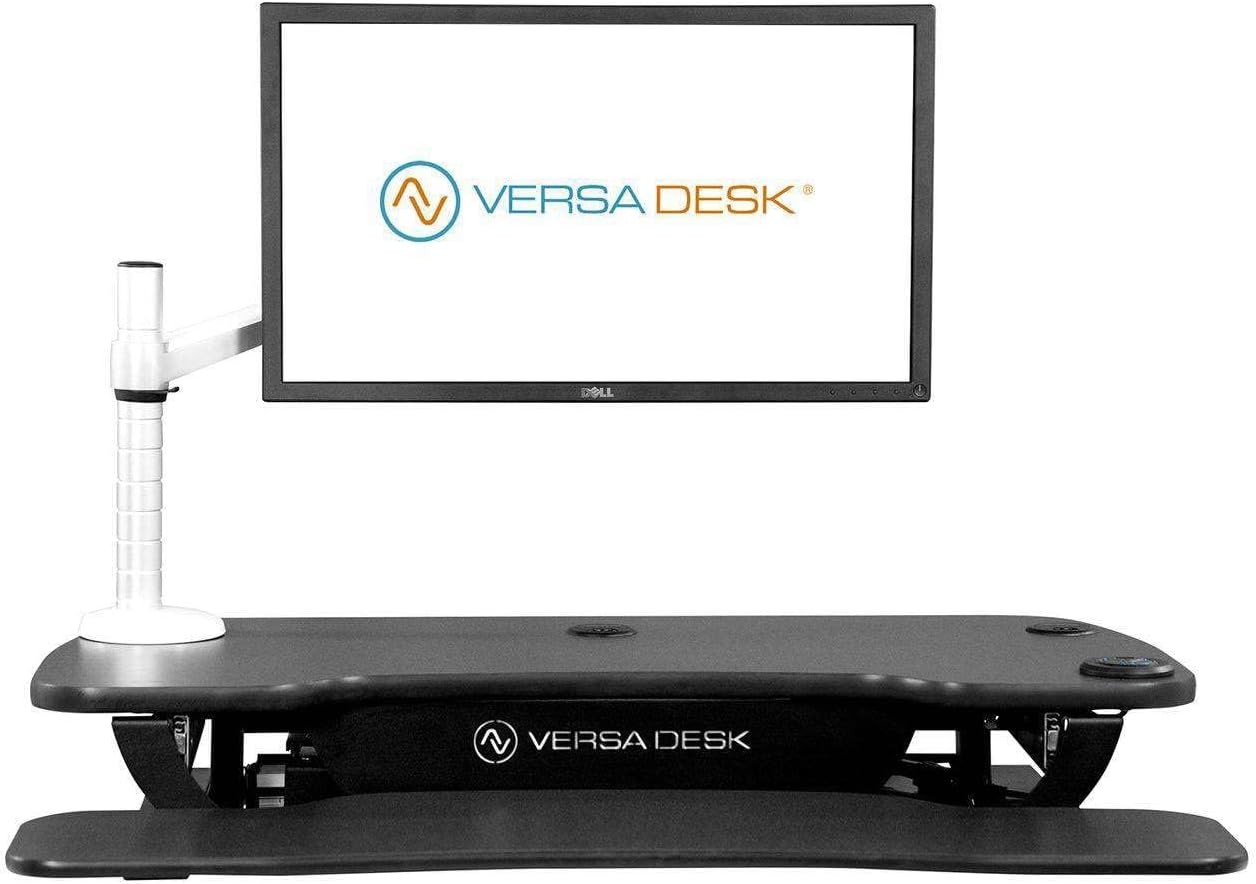 VERSADESK OmniView Single Monitor Stand - Height Adjustable Arm for 13” to 27" Flat or Curved Screens - 360° Rotation & VESA Compatible - Sturdy Desk Mount Holds up to 15 lbs | Black