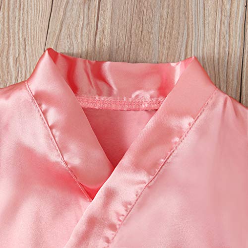 Girls Silky Satin Kimono Robe Nightgowns Cute Short Sleeve Sleeper Gowns Soft Pajamas Dress Elegant Loungewear4