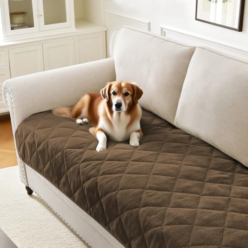PrinceDeco Chenille Couch Cover for Dogs, Non-Slip Sofa Cover 2 Cushion