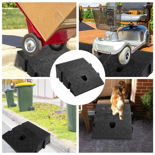 CertBuy 2 Pack Curb Ramp Black, Portable Lightweight Plastic Driveway Curb ramps, Threshold Ramps Set for Loading Dock, Driveway, Sidewalk for Scooter, Wheelchair, Car, Truck, Motorcycle, Dolly - Thumbnail 7