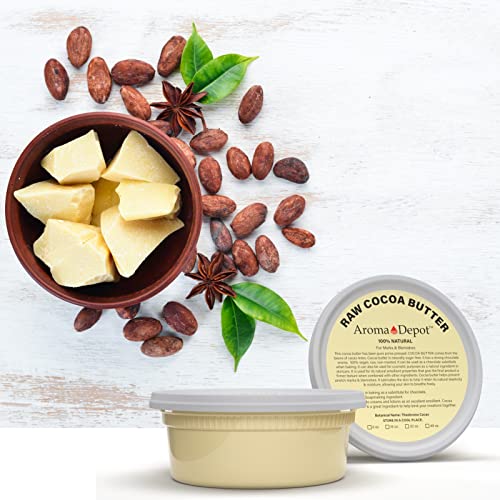 Aroma Depot 8 Oz Raw Cocoa Butter Unrefined 100% Natural Pure Great For Skin, Body, Hair Care. Dyi Body Butter, Lotions, Creams Reduces Fine Lines, Wrinkles, Used For Eczema Psoriasis #TOP6