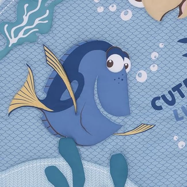 Disney Finding Nemo Cutest Little Catch Light Blue, Orange, and Navy 3 Piece Nursery Crib Bedding Set - Comforter, Fitted Crib Sheet, and Crib Skirt