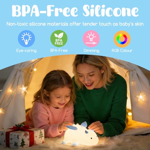 Image of LEDHOLYT Sweet Deer Kids Night Light - Silicone Nursery Lamp for Baby and Toddler, Animal Lamp for Boys and Girls, Squishy Bedroom Light, Cute Illumination for Kids Room