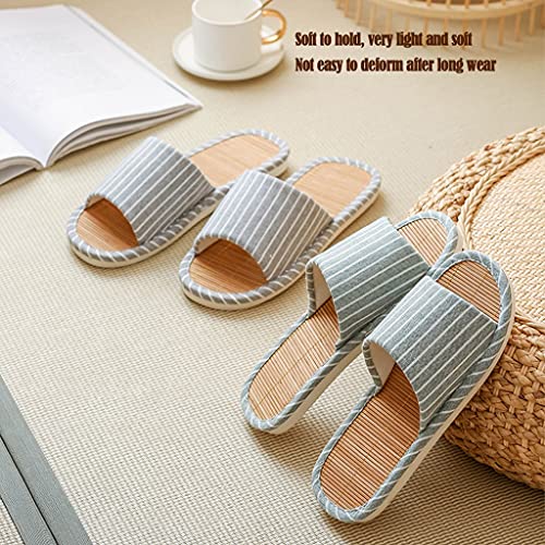 GHYUBYER Bamboo Slippers for Women and Men Indoor Open Toe Sandal,Unisex Slippers Mute Slippers Skidproof Summer Sandals(Color:Light Grey,Size:EUR42-43)3