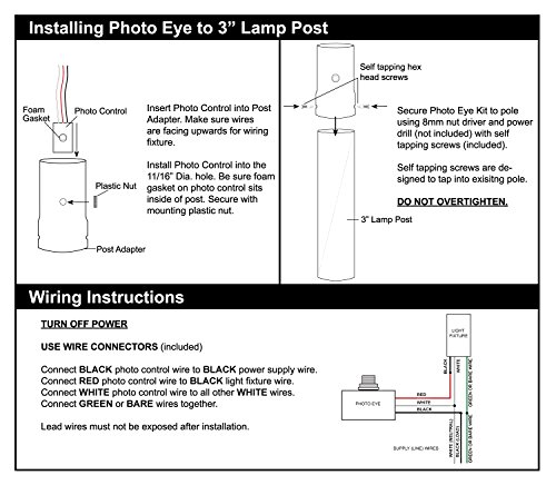 Solus Scp-689-Bk-2 120V Automatic Dusk To Dawn Photocell Photo Control Light Sensor Switch Adapter Kit For Hardwire Outdoor Lamp Posts, Easy To Mount, Black #TOP2