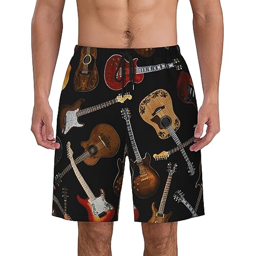 Guitar bass Ukulele Mens Swim Trunks Quick Dry Swim Shorts Swimwear Bathing Suits with Pockets