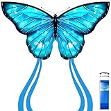 Simxkai Aquilone a farfalla facile da far volare per bambini, adulti, principianti, linea singola (celeste)