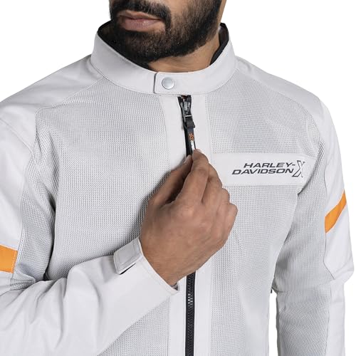 Image of HARLEY-DAVIDSON X UrbanX Edge Riding Jacket for Men | 100% Polyester with Breathable Mesh Lining | Protector Compartments for Elbow, Shoulder & Back | Comfortable & Stylish Motorcycle Jacket