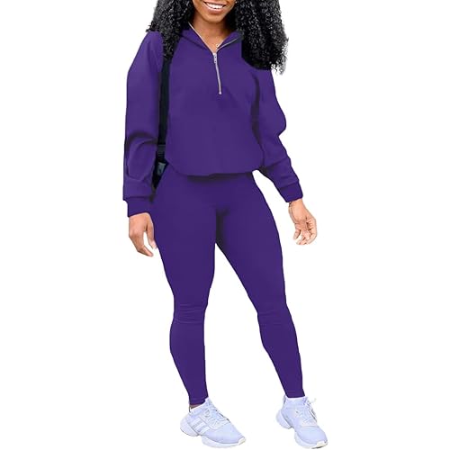 EOSIEDUR Women's Two Piece Outfits Zip Top Jacket and Elastic Waistband Pant Women Sweatsuit Tracksuit Sets