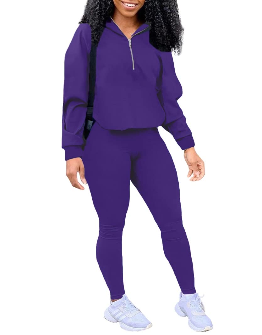 EOSIEDUR Women's Two Piece Outfits Zip Top Jacket and Elastic Waistband Pant Women Sweatsuit Tracksuit Sets