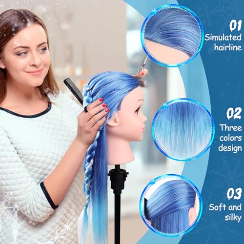 Mannequin Head with Hair, Yofuly 29\" Synthetic Hair Mannequin Head, Manikin Head Cosmetology Training Kit with Tools and Clamp Holder, Manican Head for Hair Styling, Hairdressing, and Braiding - Thumbnail 3
