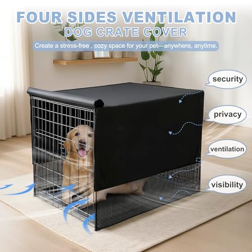 Explore Land Breathable Dog Crate Cover - 4 Sides Mesh Ventilation, Basic Pet Kennel Cover, All Sides Open, Universal Fit for 1 2 3 Doors 24 inches Wire Dog Crate - Image 3