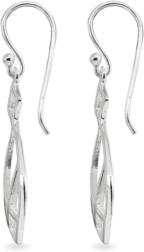 Sterling Silver Polished Geometric Teardrop X Tie Dangle Earrings - Image 2