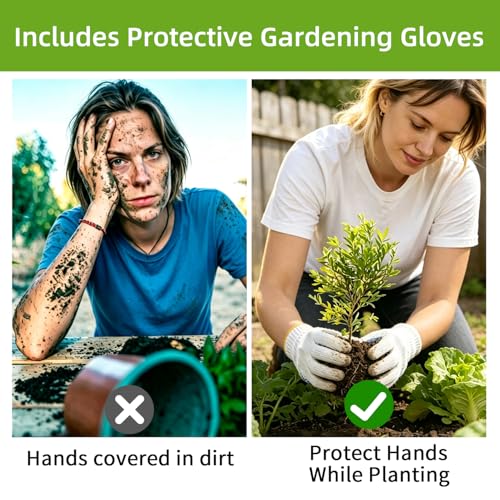 Herramienta para cavar hoyos con guantes de jardín miniatura 2