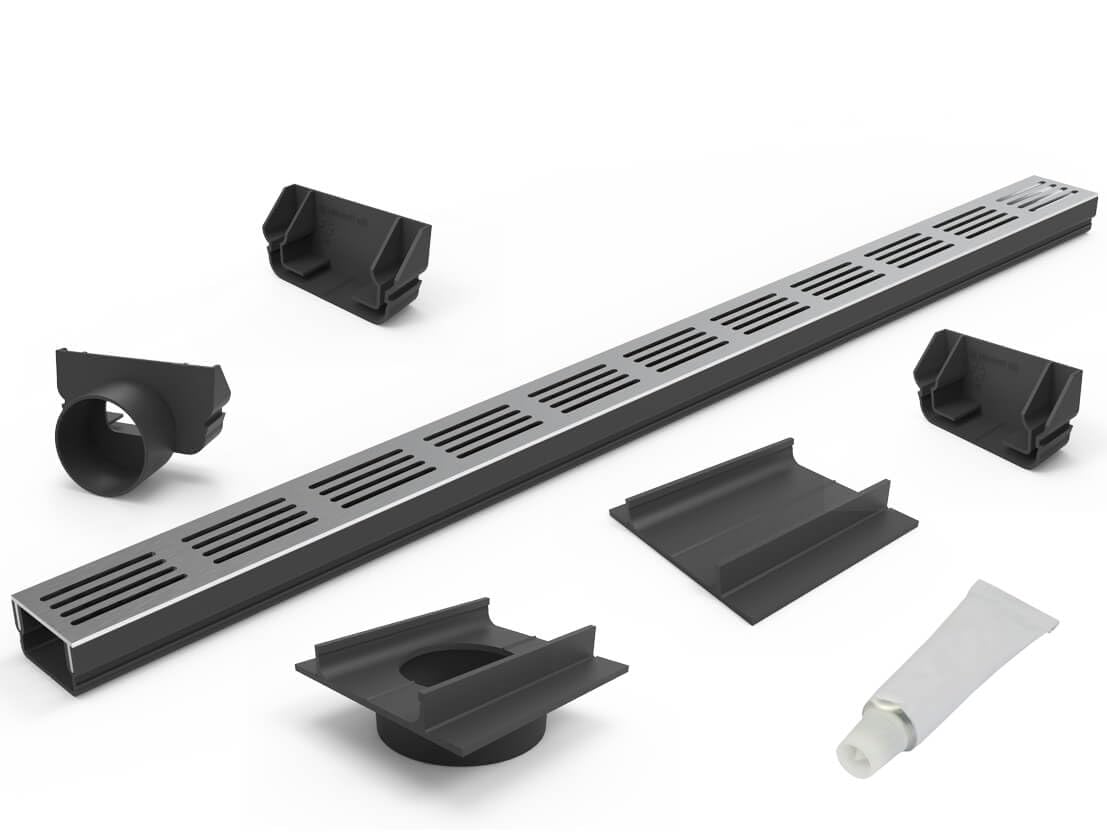 S-lon Kit caniveau Design 8.00 m Aluminium Gris Type 65x35