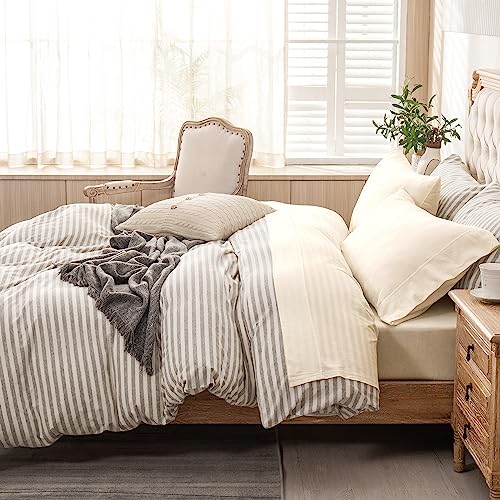 PURE ERA Jersey Knit 4pc Bed Sheet Set 100% T-Shirt Cotton Super Soft Comfy Breathable Fits Mattress Up to 20" Extra Deep Pocket (Solid Creamy White, Queen)
