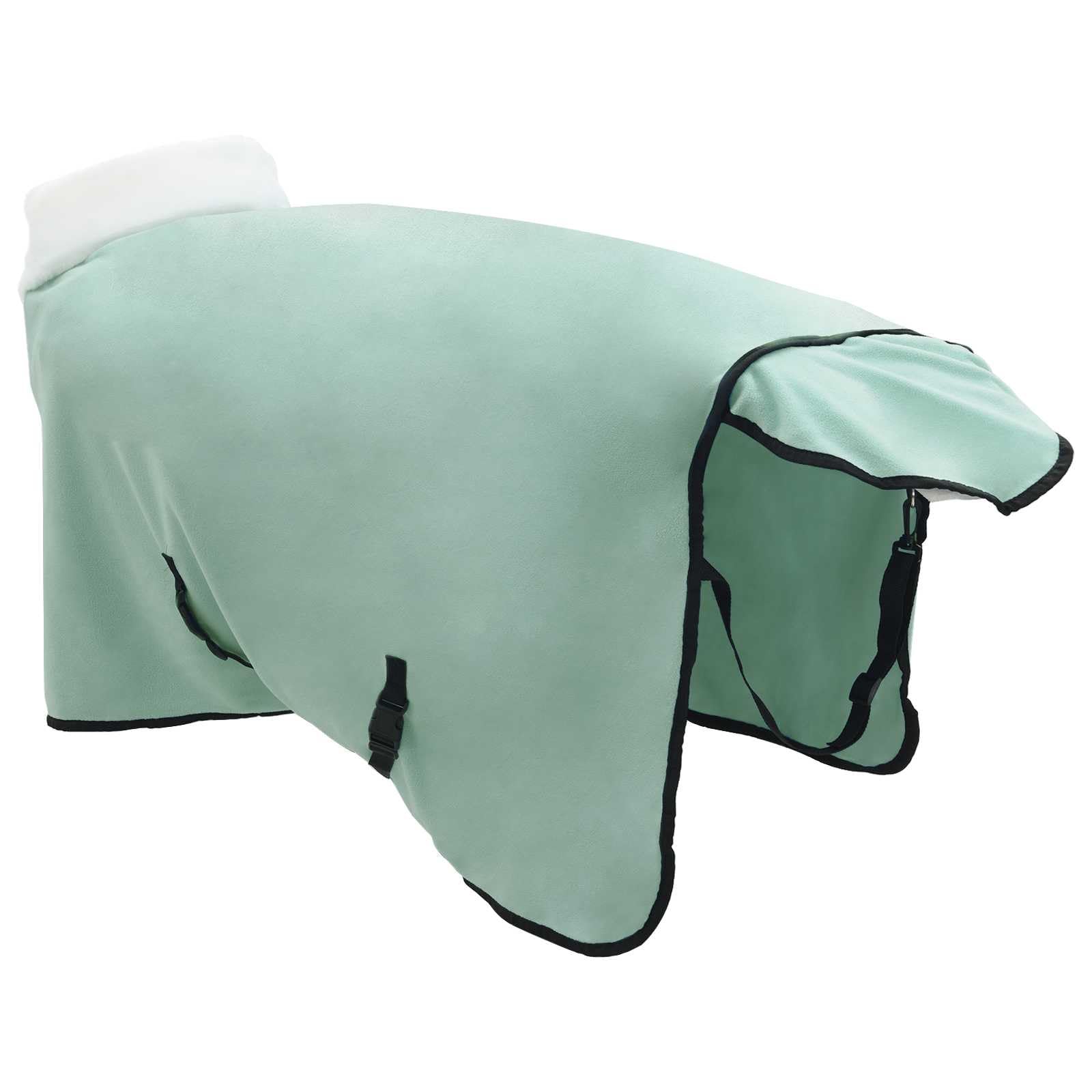 Manta para caballo, forro polar, 105 cm, con hebillas ajustables y diseño a prueba de viento, transpirable, para establo, sauce y exterior, incluye cinturón abdominal y cuello