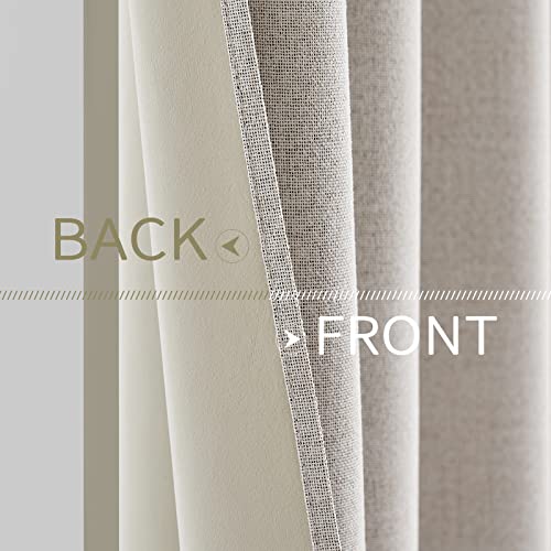 Image of MIULEE 100% Blackout Linen Textured Curtains for Bedroom Solid Thermal Insulated Ivory Grommet Room Darkening Curtains & Drapes Luxury Decor for Living Room 62 x 84 Inch (2 Panels)