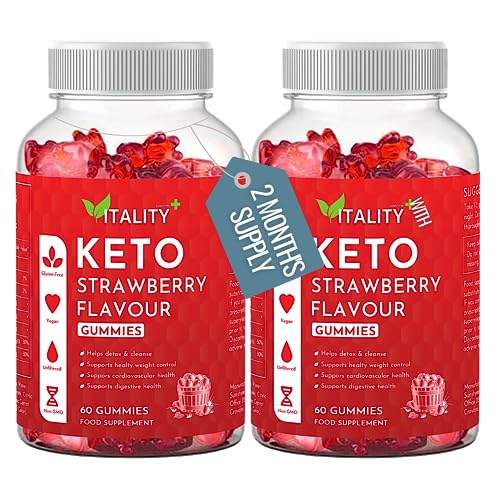 2 Pack Premium Keto Gummies Weight Loss Support Supplement - 120 Gummies – Strawberry Flavour - Low Calorie Snacks - No Added Sugars - Appetite Control & Energy Boost - Vegan and Gluten Free