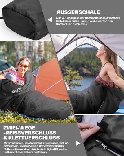 Sportneer Schlafsack Sommer Mumienschlafsack 220 × 80 cm, 950g – Ansicht 3