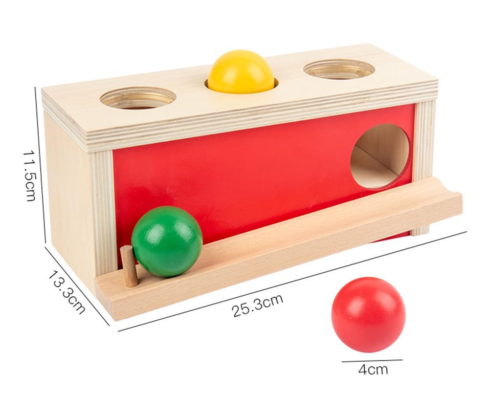 Montessori Boîte de chute de boules en bois, activité d'apprentissage précoce, reconnaissance des couleurs et coordination des bras, cadeau éducatif pour enfants