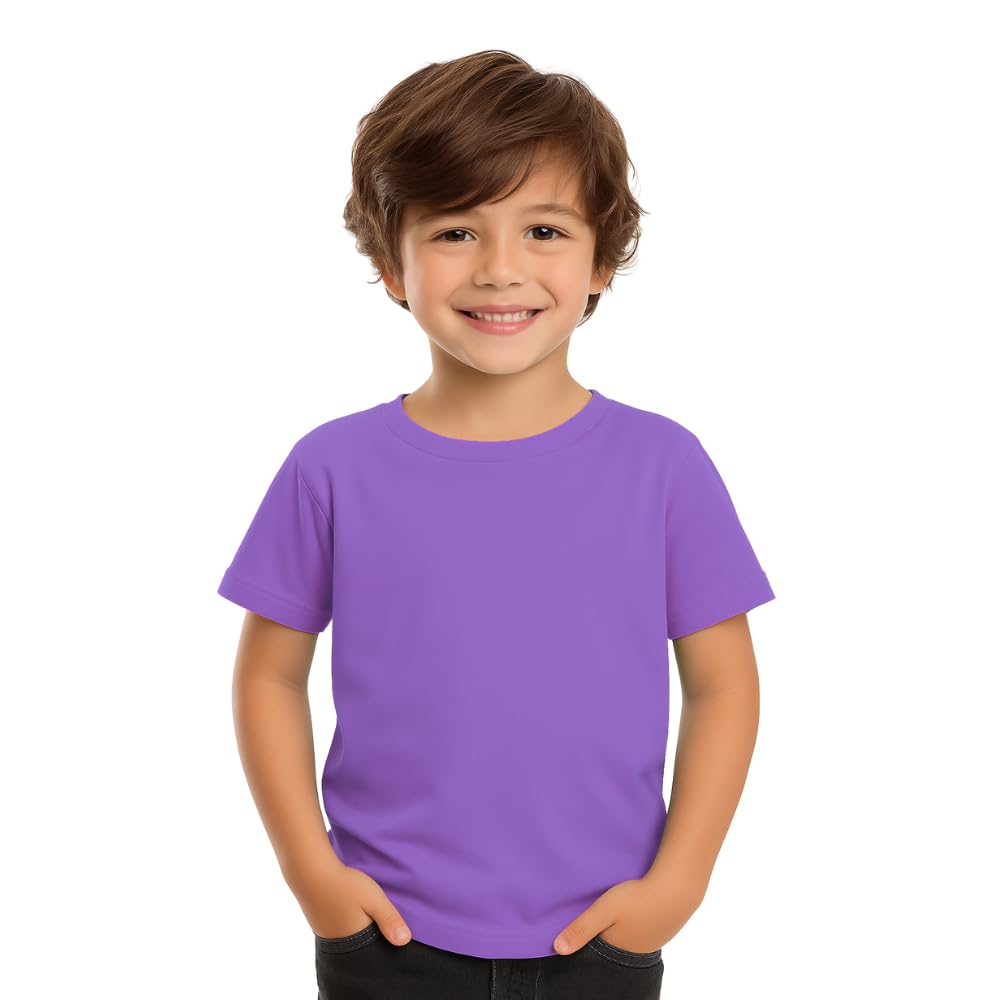 Moneysavers Kids Round Neck boys T Shirt 170 GSM Pure Cotton Basic Colors